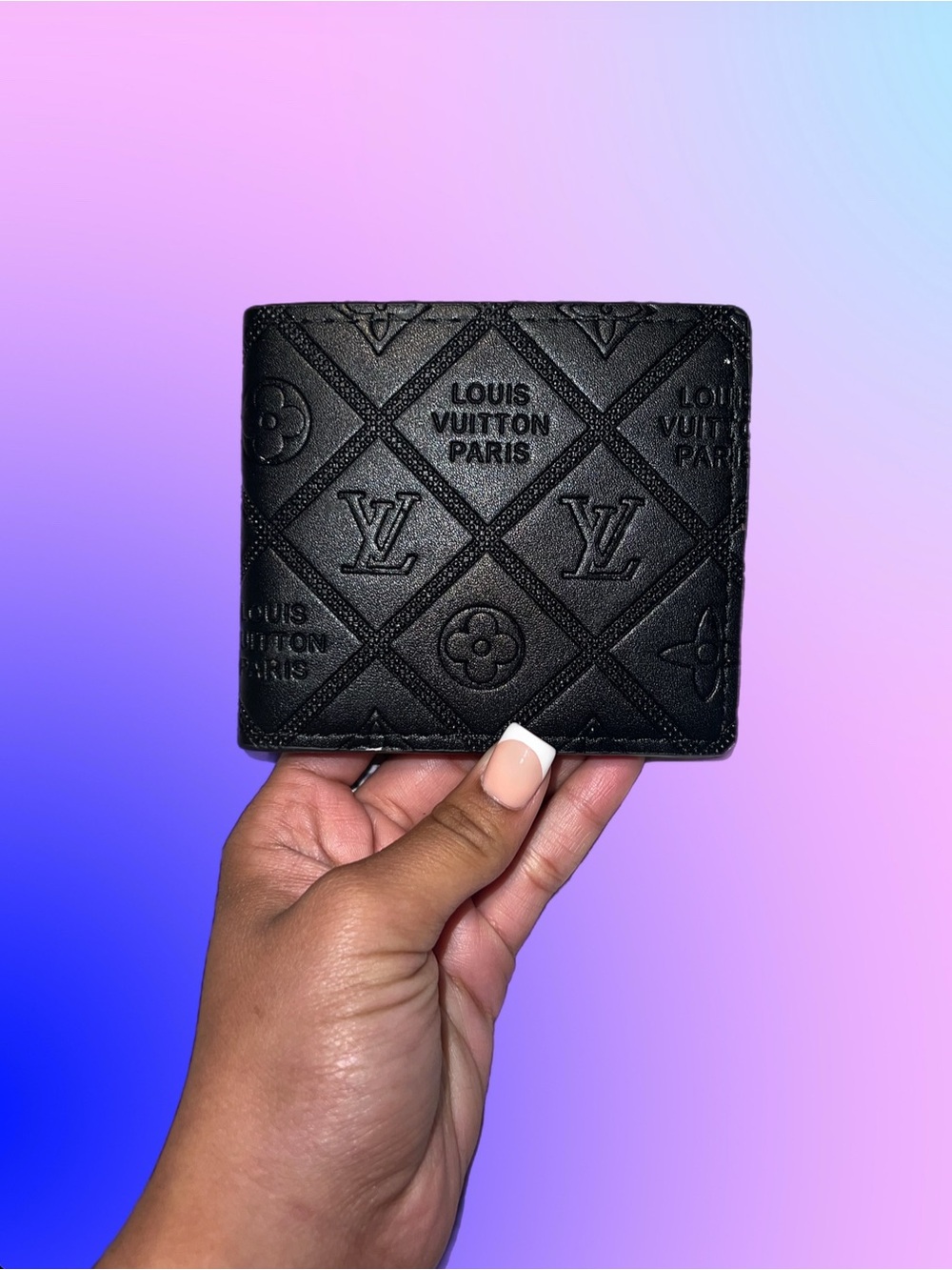 Louis Vuitton Black Embossed Monogram Wallet for Men